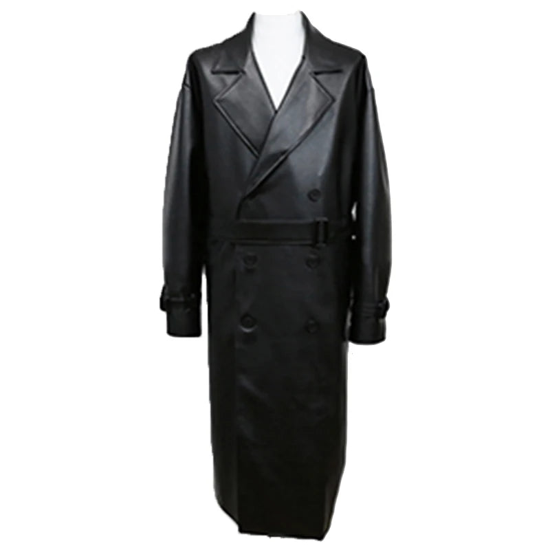 Faux Leather Trench Coat