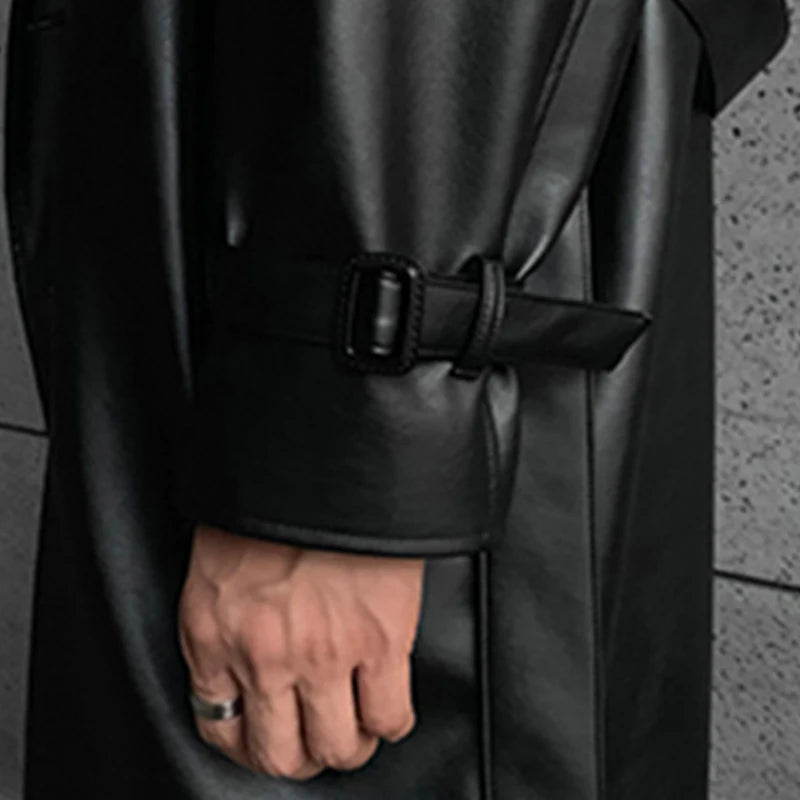 Faux Leather Trench Coat