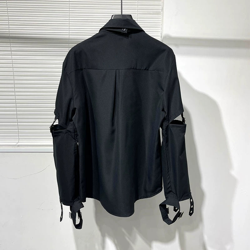 Metal Splicing Button-Up Shirt