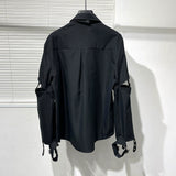 Metal Splicing Button-Up Shirt