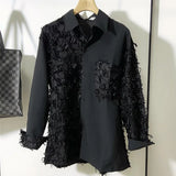 Patchwork Shredded Textured Shirt