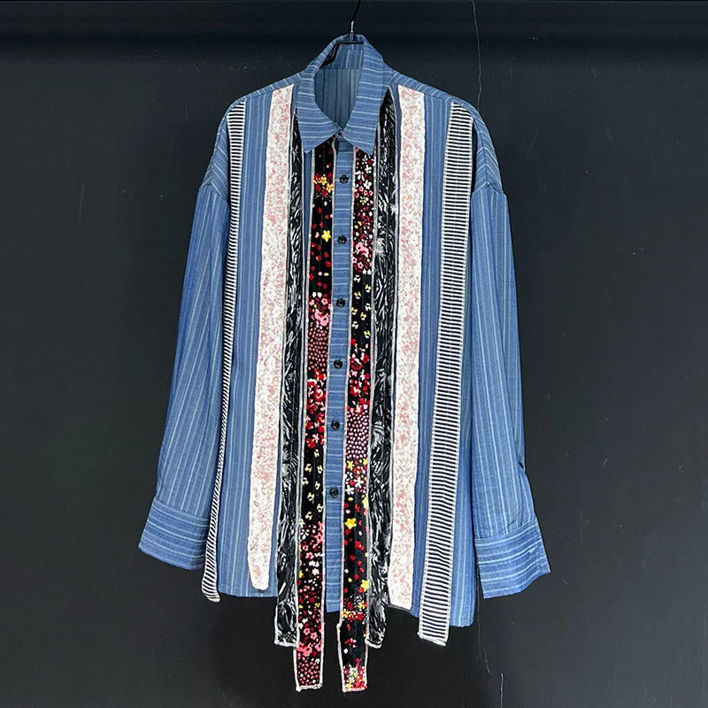 Multi Print Paneled Button-Up