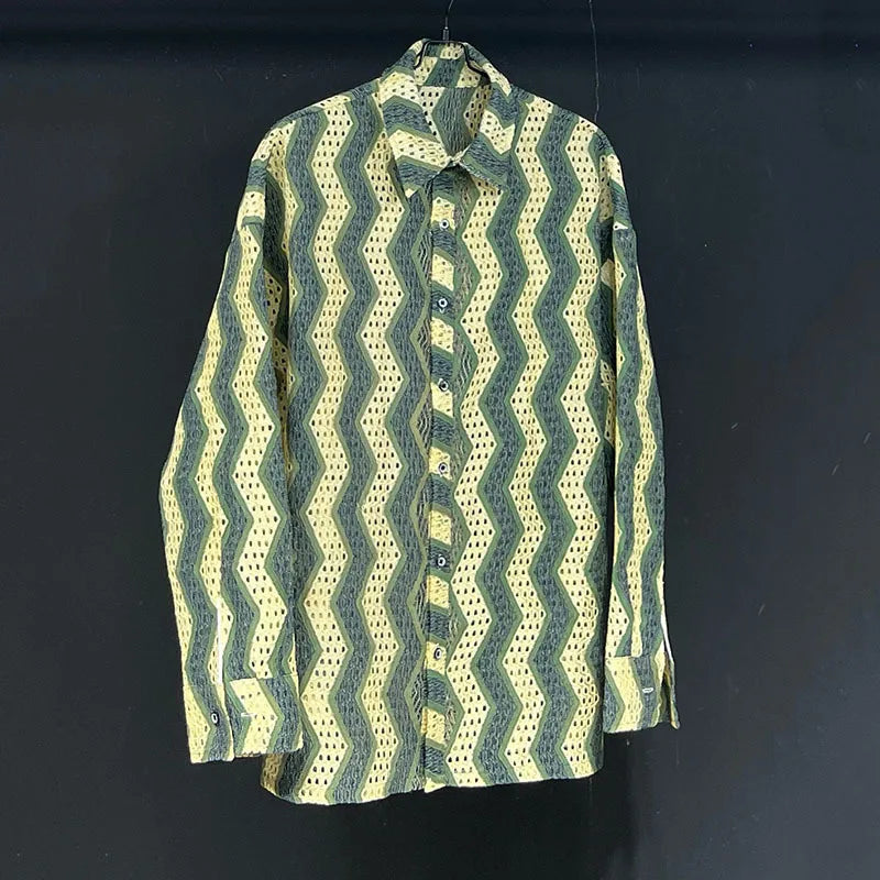 Loose Striped Button-Up