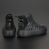 Ribbed Leather Ankle Boot Sneakers