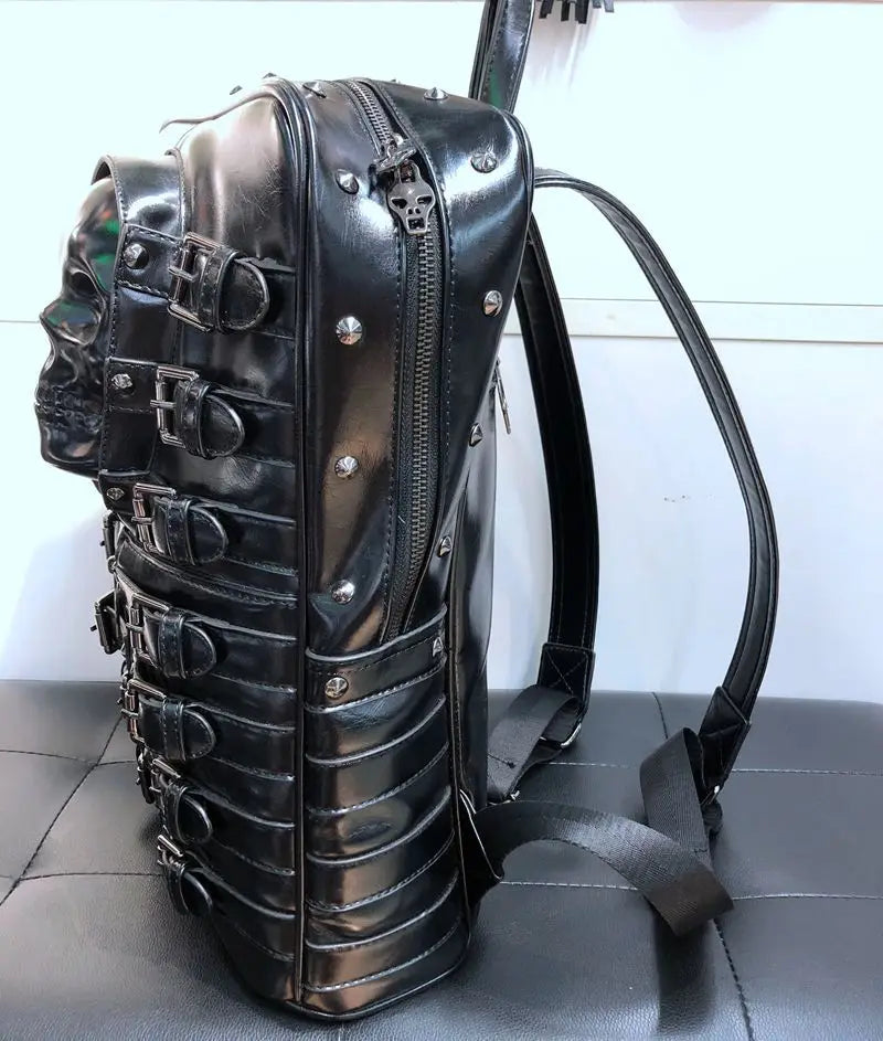 Skull Multi-Buckle Backpack