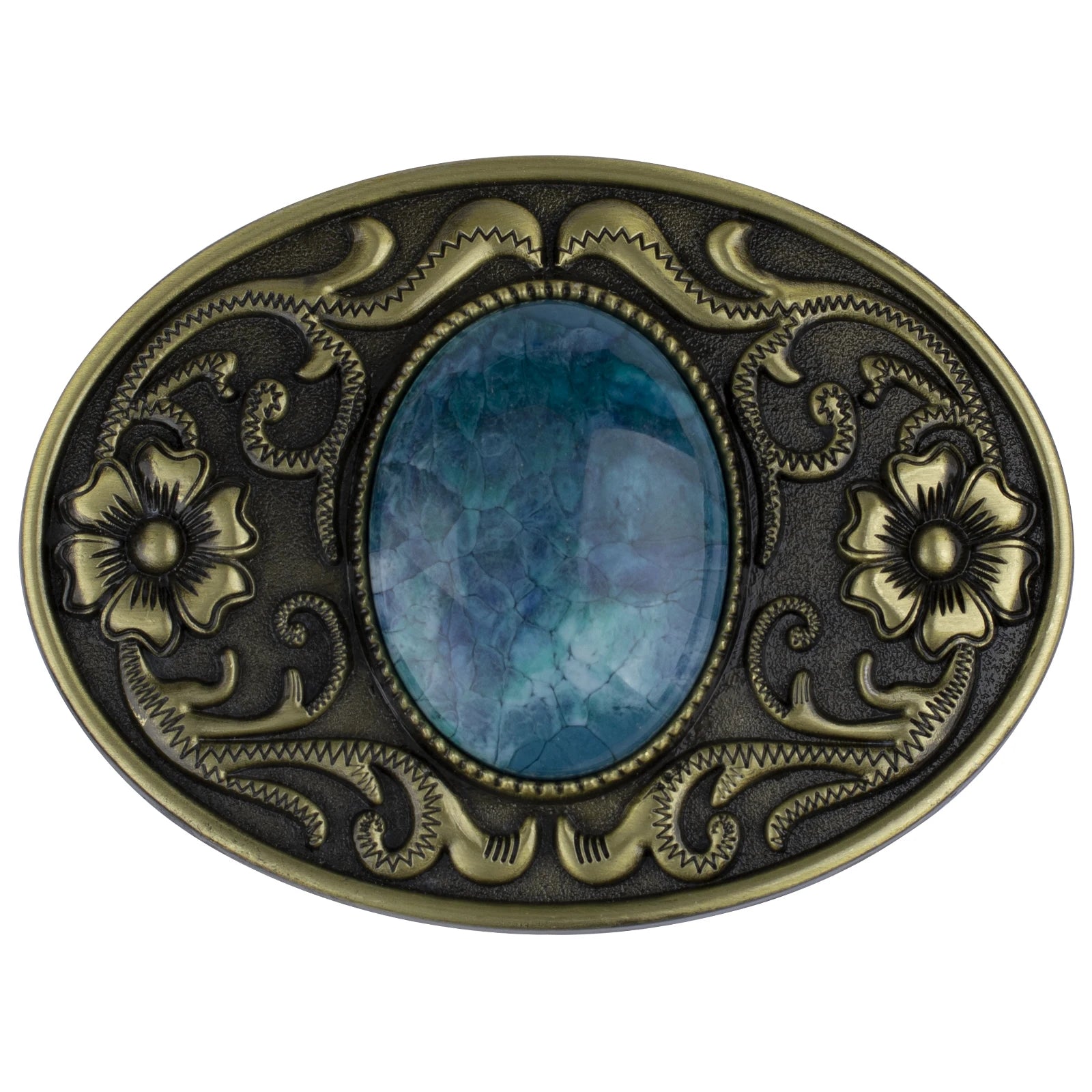 Western Stone Floral Belt Buckle
