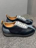 Leather Spliced Lace Up Sneakers