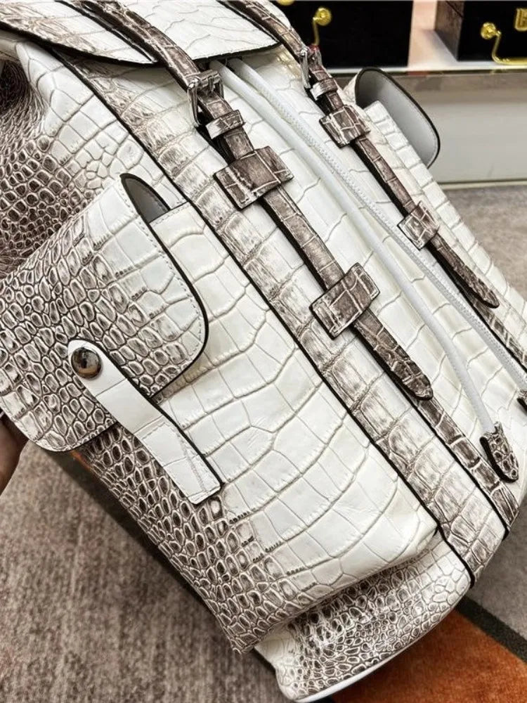 Luxe Croc-Embossed Multi-Tone Backpack