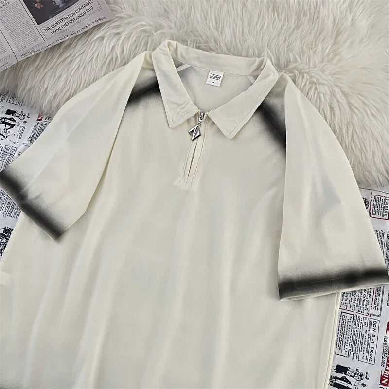 Smoke Fade Zip Polo