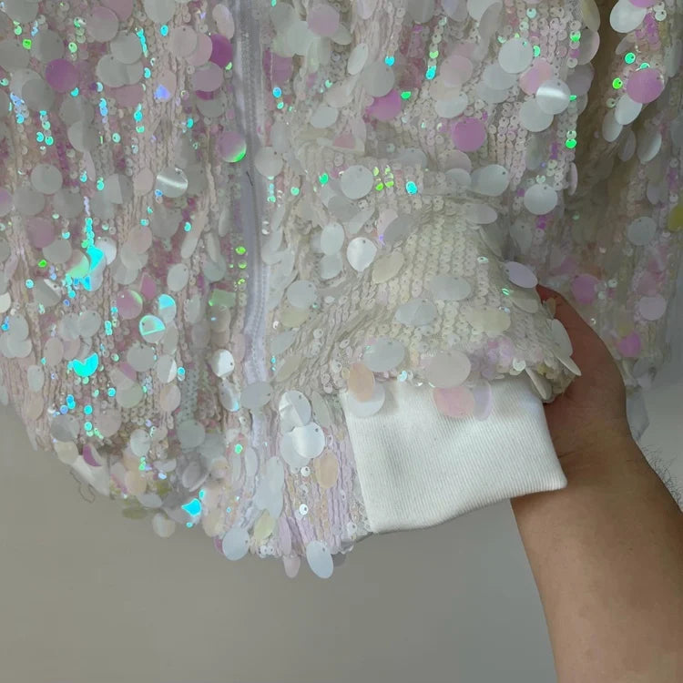 Iridescent Sequin Bomber Jacket
