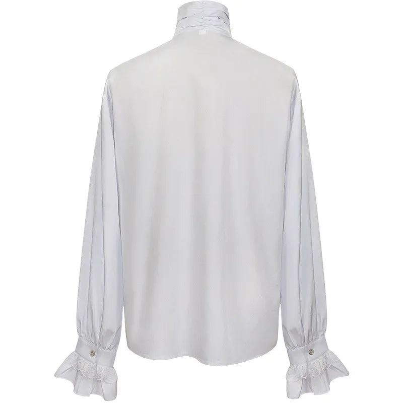 Edwardian Lace Jabot Top with Ruffle Cuffs