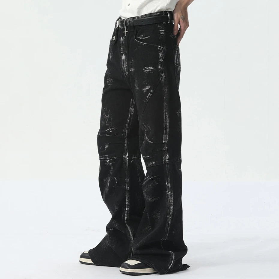 Distressed Onyx Flare Denim Pants