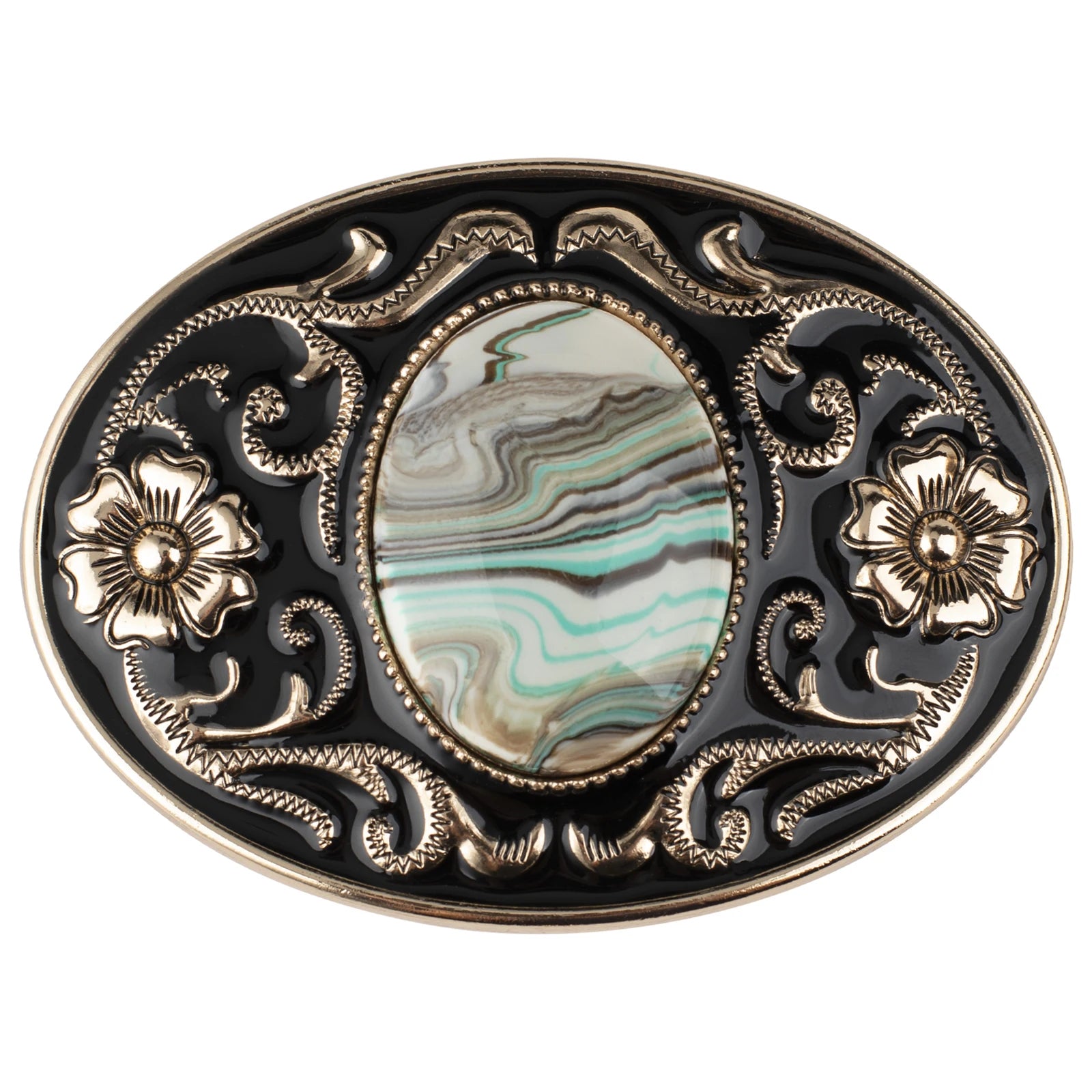Western Stone Floral Belt Buckle
