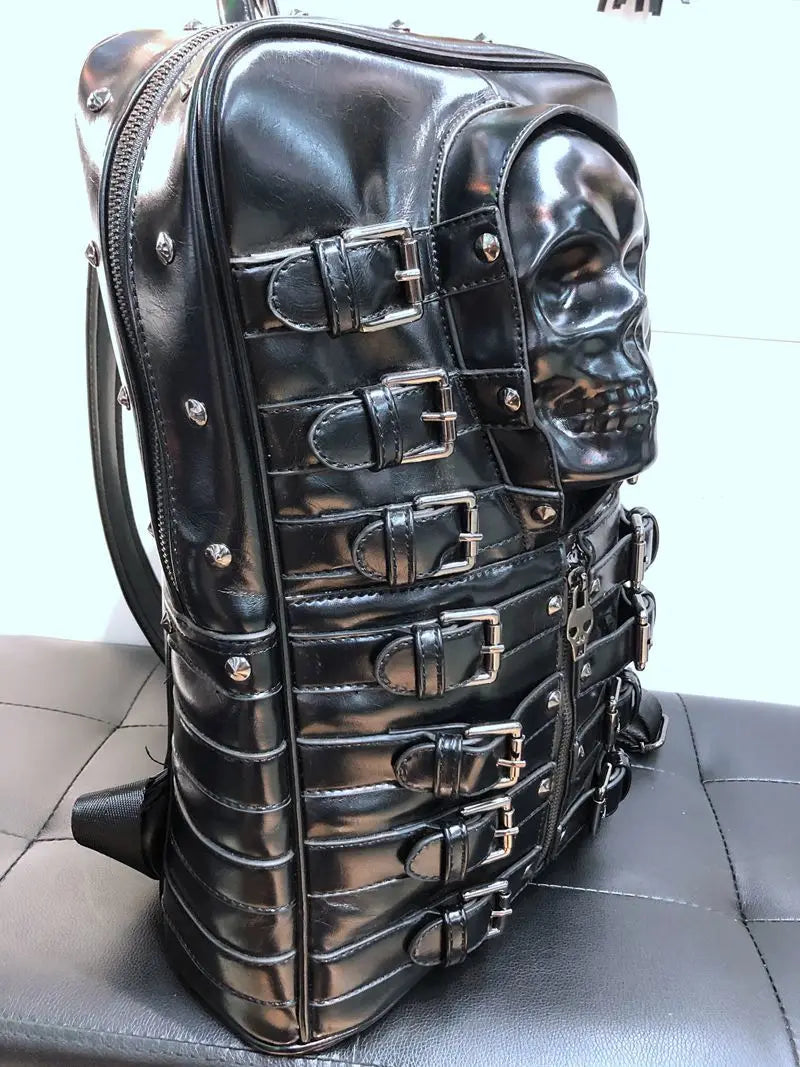 Skull Multi-Buckle Backpack