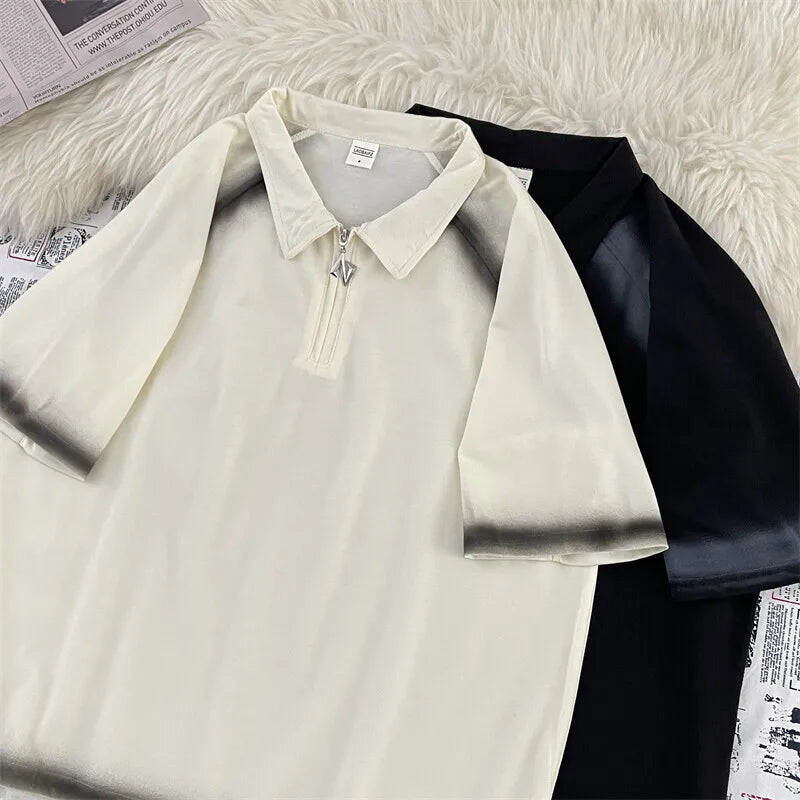 Smoke Fade Zip Polo