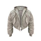 Cropped Hooded Bomber Jacket