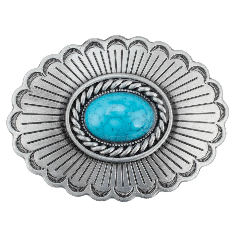 Turquoise Concho Western Belt Buckle