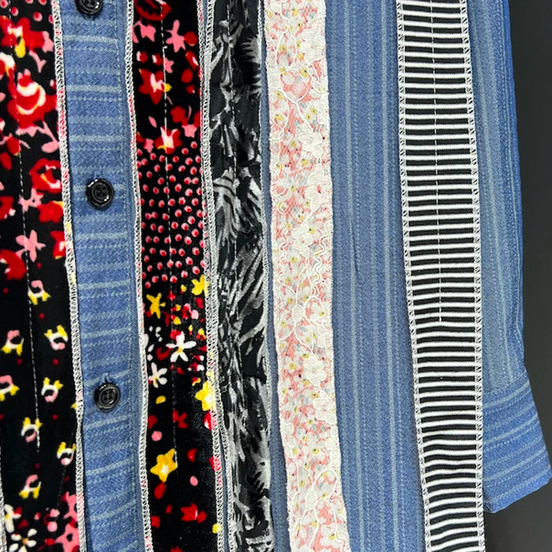 Multi Print Paneled Button-Up