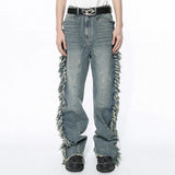 Distressed Side Tassel Denim Jeans