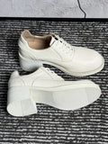 White Chunky Heel Oxford Shoes