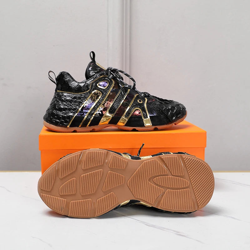 Python Exotic Lace Ups Sneakers