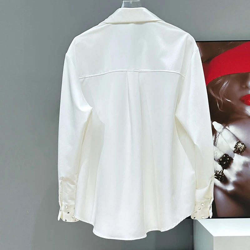 Studded Loose Sleeve Button-Up