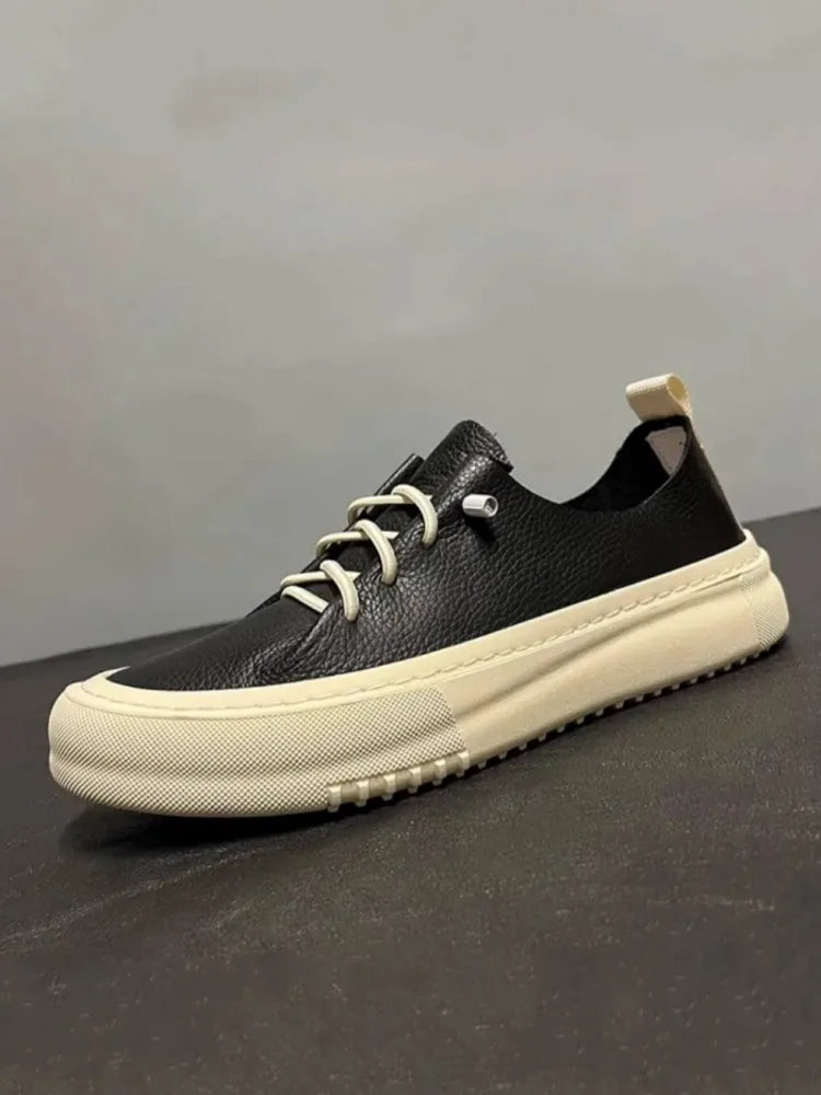 Onyx Crest Leather Low-Top Sneakers