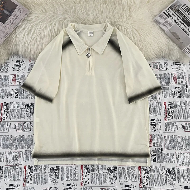 Smoke Fade Zip Polo