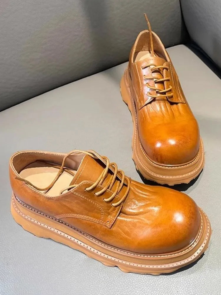 Derby Cowhide Platform Dress Shoes