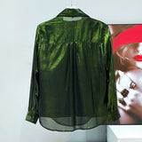 Glossy Moss Button-Up