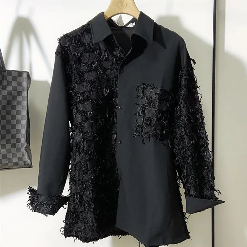 Patchwork Shredded Textured Shirt