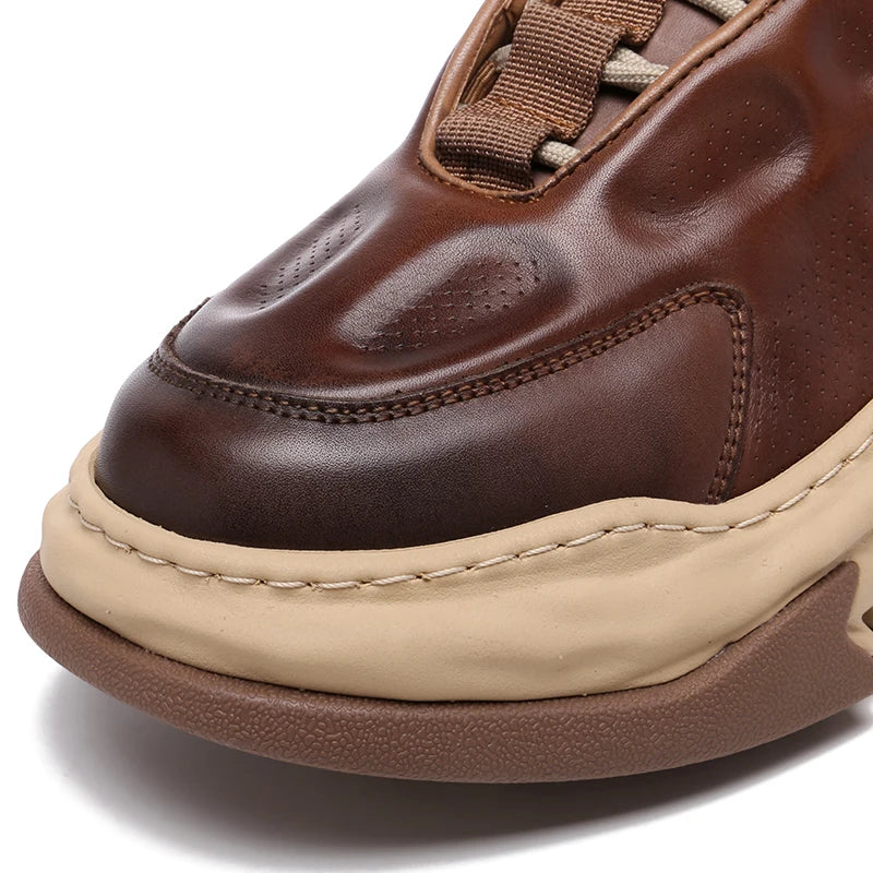 Chocolate Handmade Leather Sneakers