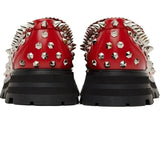 Spike Studded Red Penny Combat Loafers