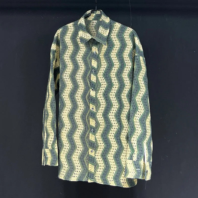 Loose Striped Button-Up