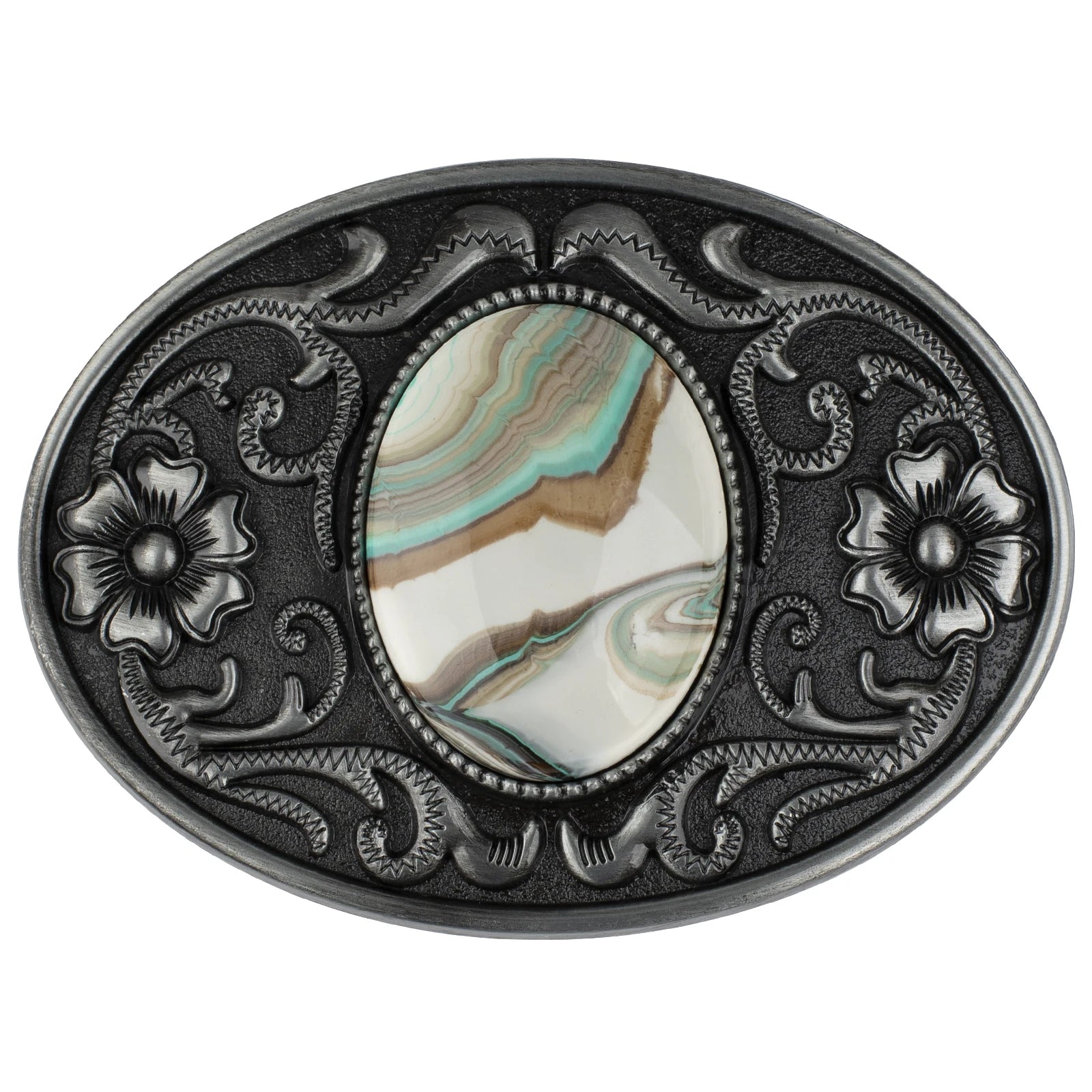 Western Stone Floral Belt Buckle