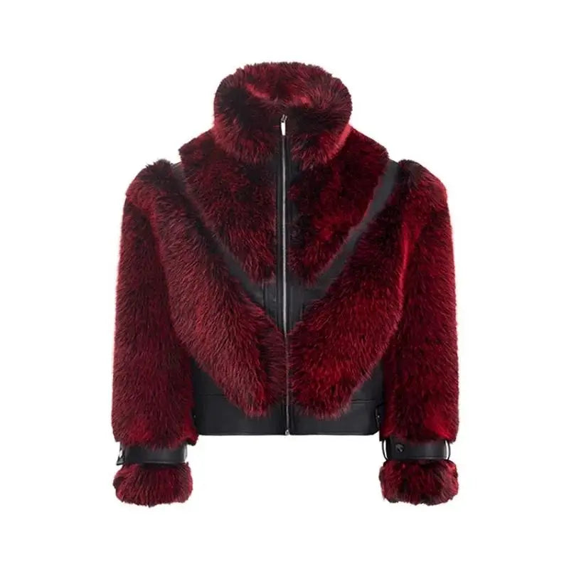 Thick Patchwork Fuax Fur Coat