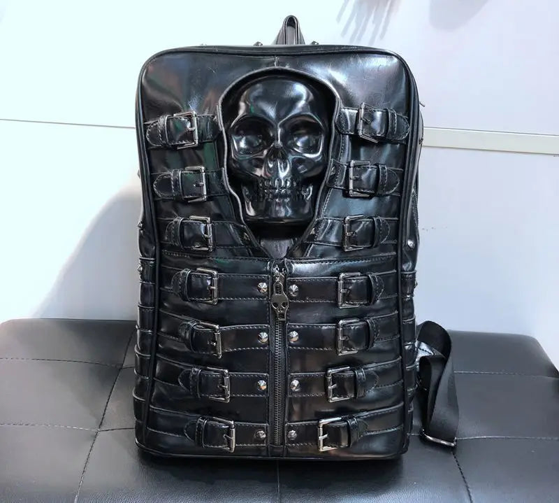 Skull Multi-Buckle Backpack