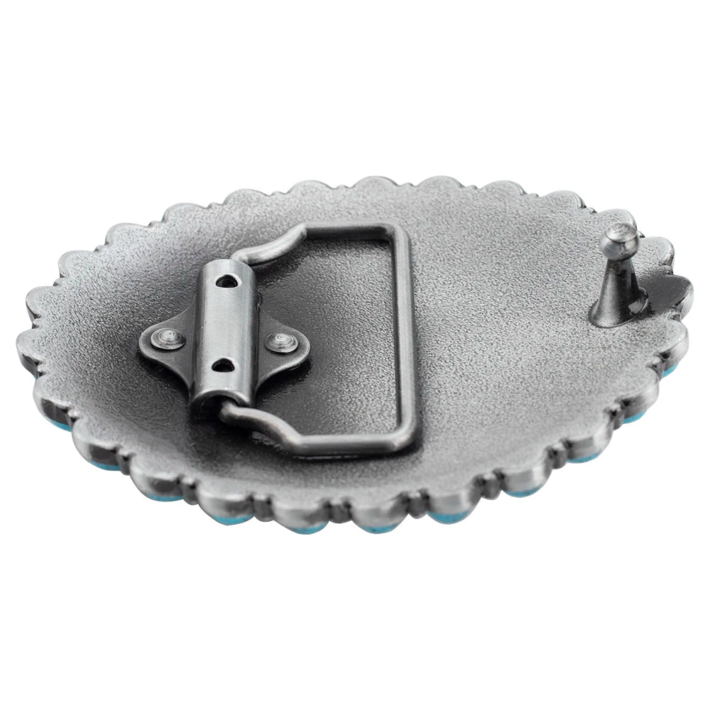 Turquoise Concho Western Belt Buckle