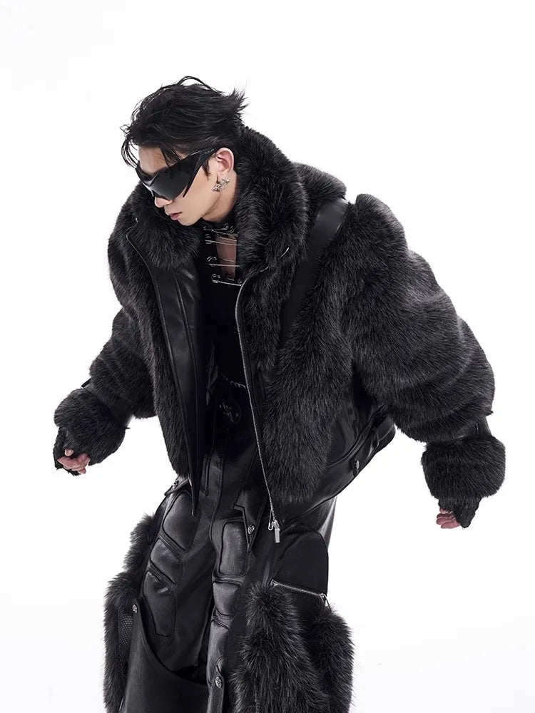 Thick Patchwork Fuax Fur Coat
