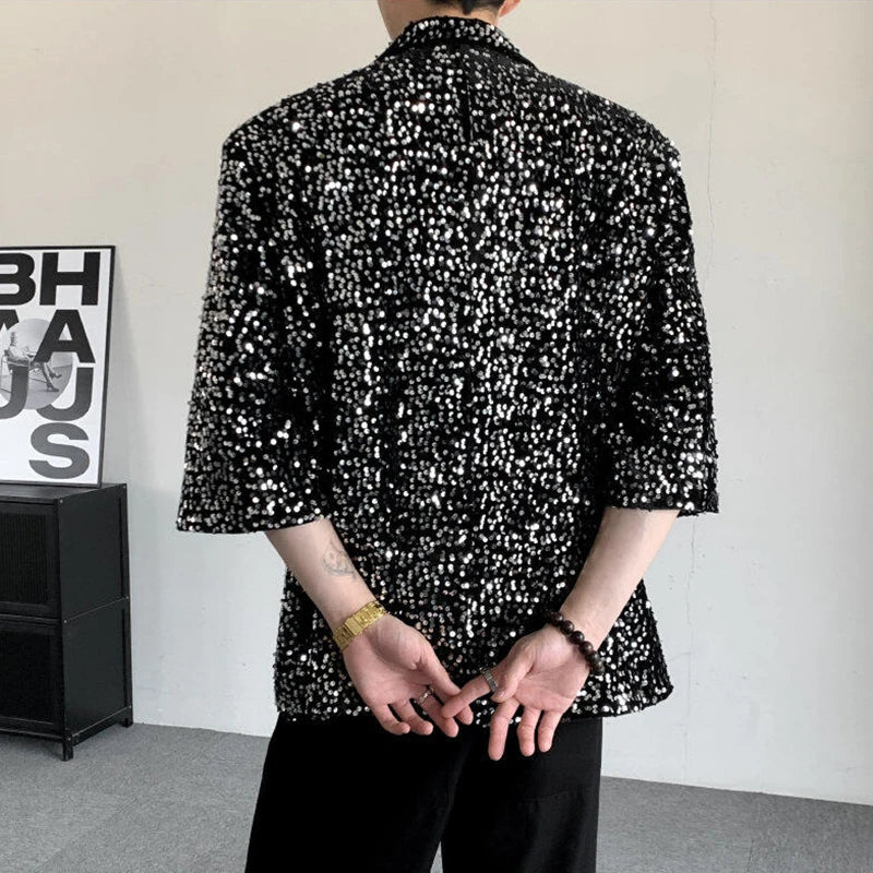 Fully Loaded Sequin Button Up Shirt