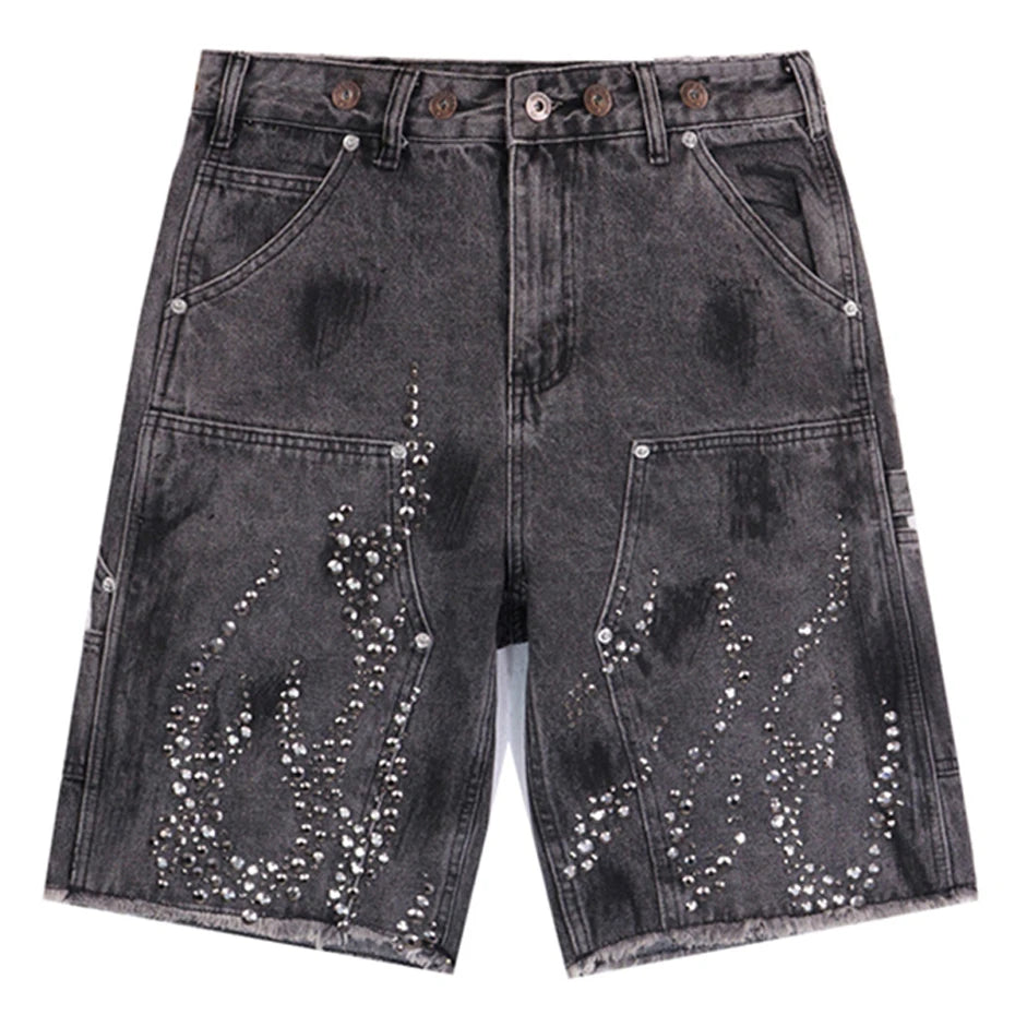 Fire Diamond Denim Shorts