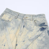 Stone Wave Panel-Dye Denim Shorts