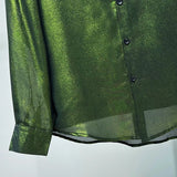 Glossy Moss Button-Up