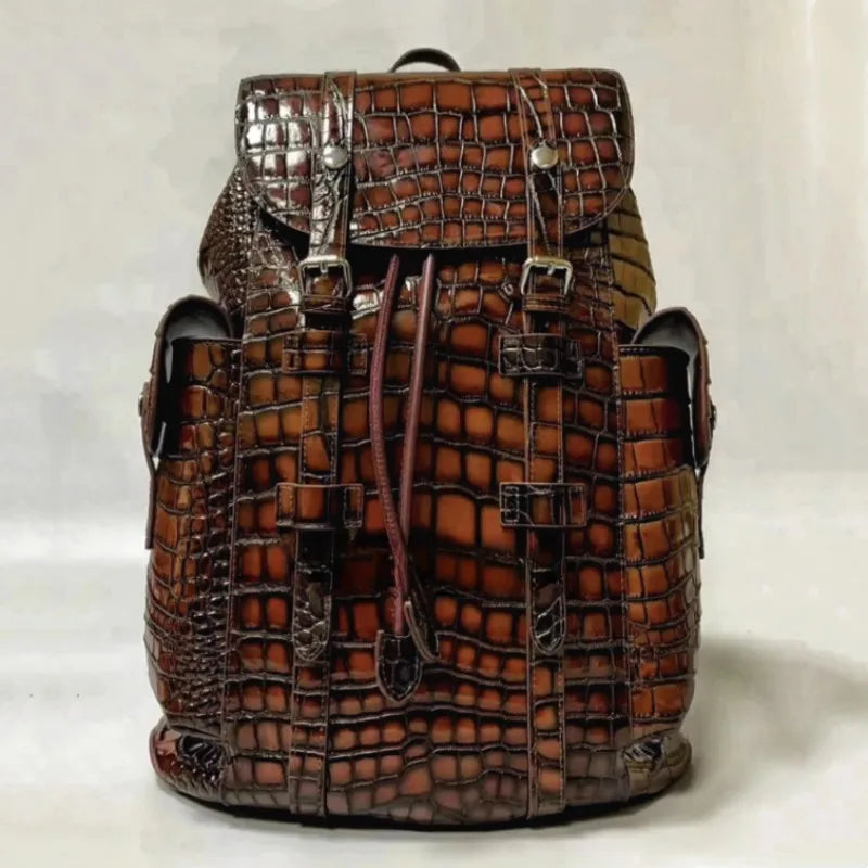 Luxe Croc-Embossed Multi-Tone Backpack
