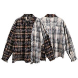 Patch Clash Distressed Plaid Button-Up
