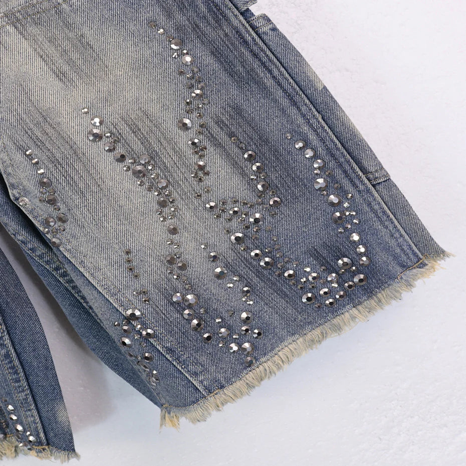 Fire Diamond Denim Shorts