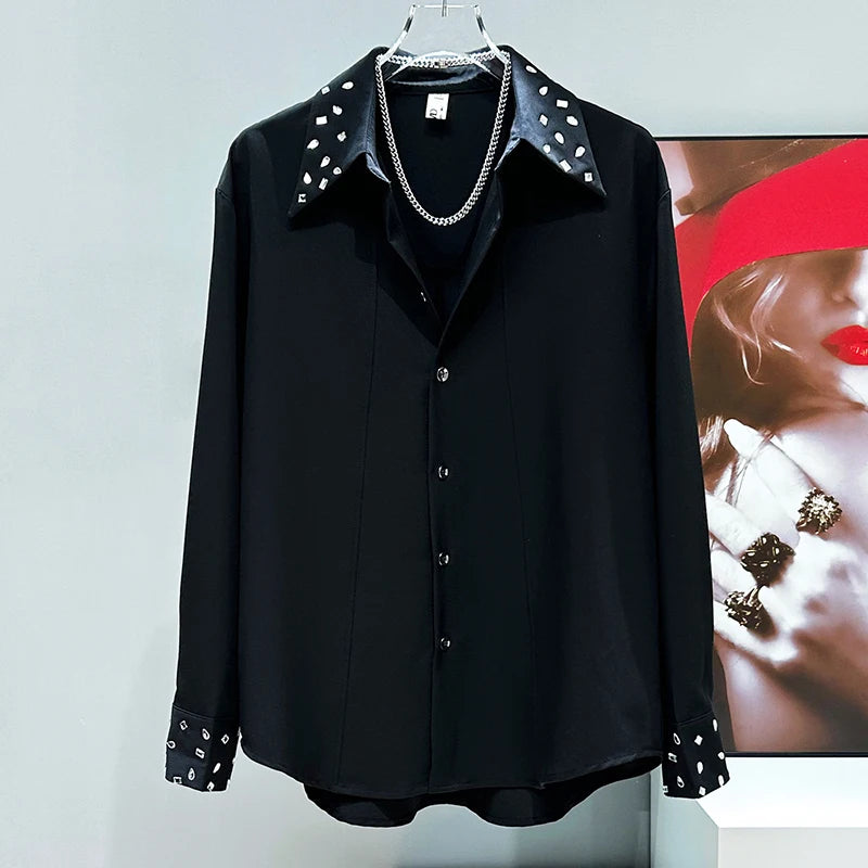 Studded Loose Sleeve Button-Up