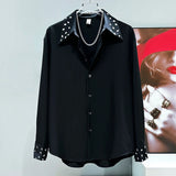 Studded Loose Sleeve Button-Up