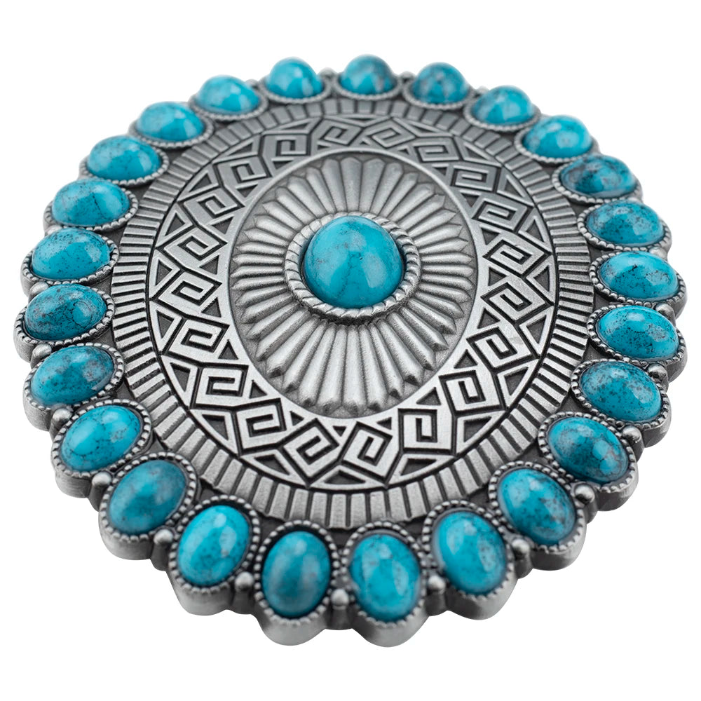 Turquoise Concho Western Belt Buckle