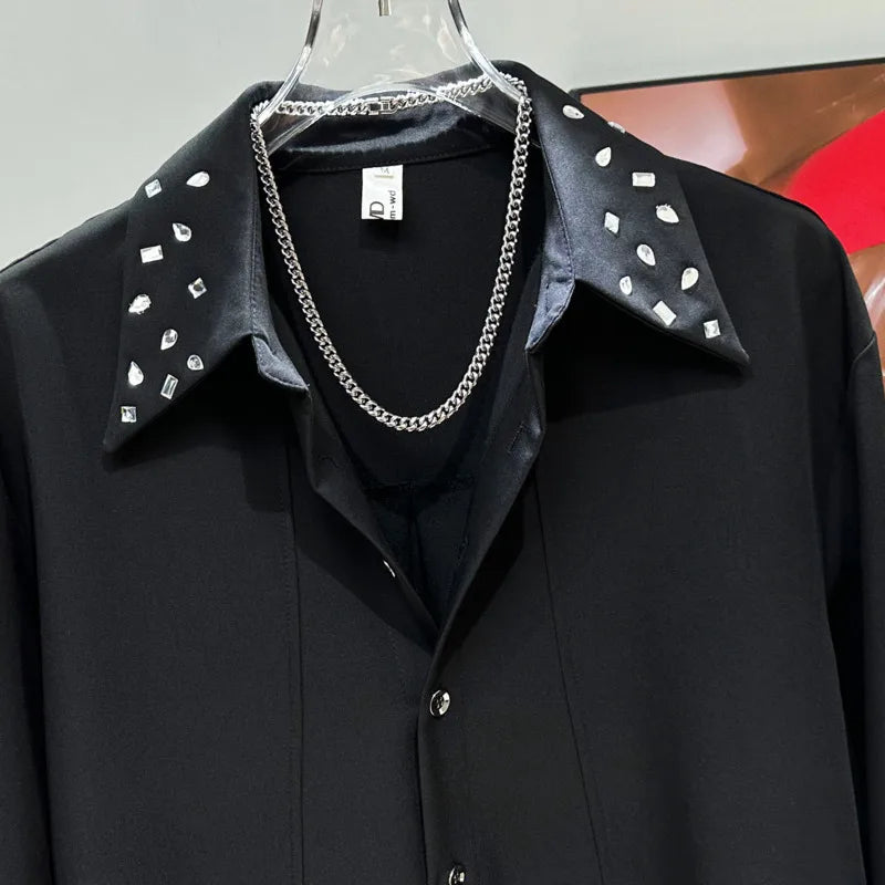 Studded Loose Sleeve Button-Up